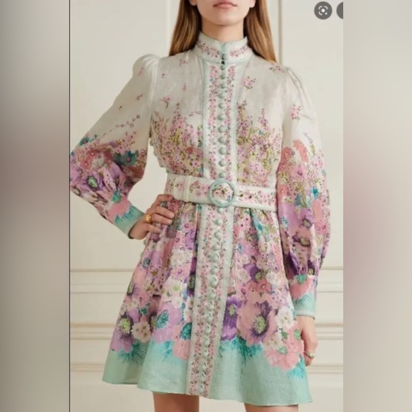 Zimmermann Dresses & Skirts - Zimmermann Jude belted floral-print linen mini dress